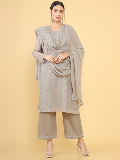 

Soch Brown Silk Georgette Unstitched Dress Material