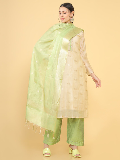 

Soch Beige & Green Unstitched Dress Material