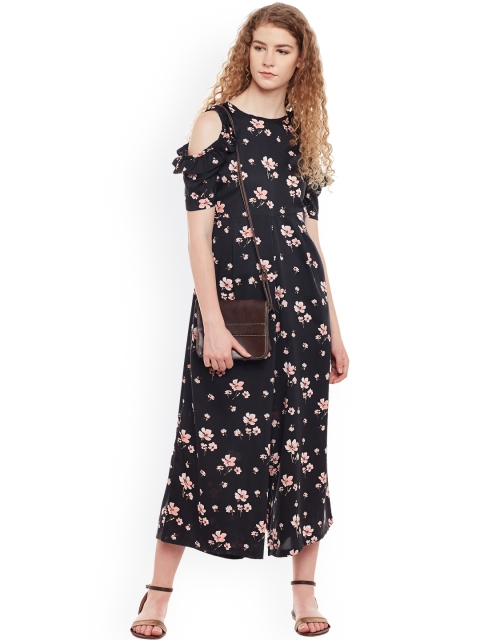 

Belle Fille Black Floral Print Cold Shoulder Jumpsuit