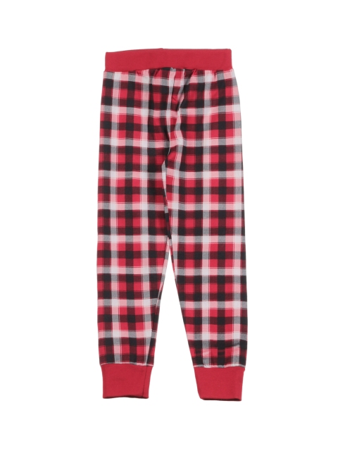 

Lil Lollipop Unisex Kids Red Checked Straight Fit Joggers Trousers