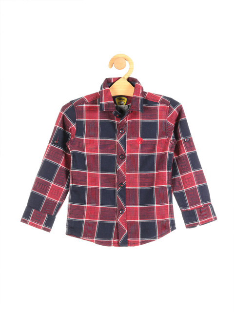 

Lil Lollipop Boys Navy Blue Checked Casual Shirt