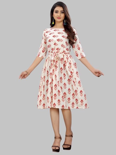 

MODLI 20 FASHION Red Floral Crepe Dress