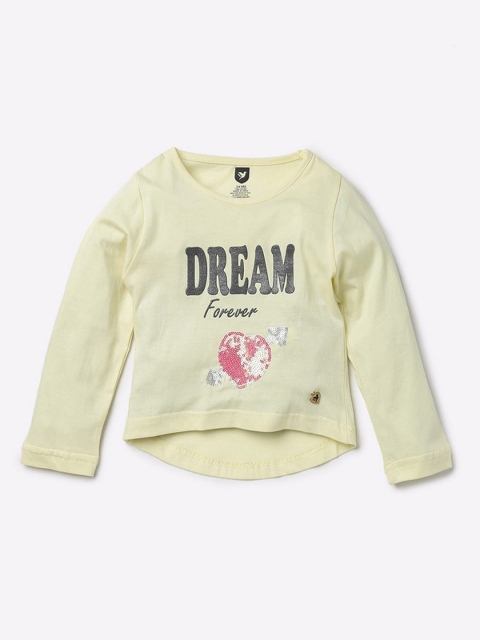 

612League Yellow Print High-Low Top
