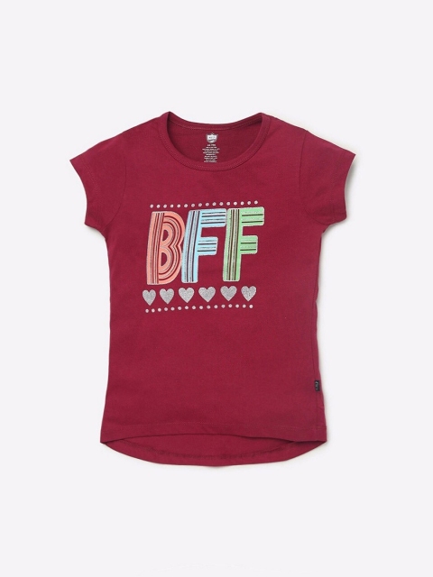 

612League Red Print Applique High-Low Top