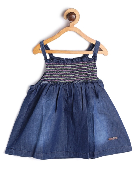 

612League Blue Striped Denim Dress