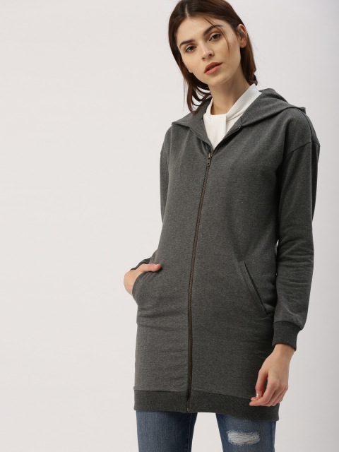 

all about you Women Charcoal Grey Hooded Sweatshirt