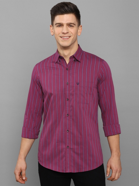 

Allen Solly Men Pink Slim Fit Striped Casual Roll Up Shirt