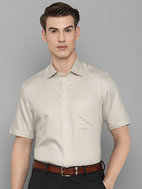 

Louis Philippe Men Beige Self Design Casual Shirt