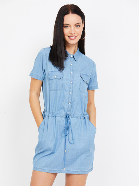 

Xpose Blue Denim Shirt Mini Dress