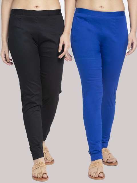 

GRACIT Women Black & Blue Set Of 2 Smart Skinny Fit Trousers