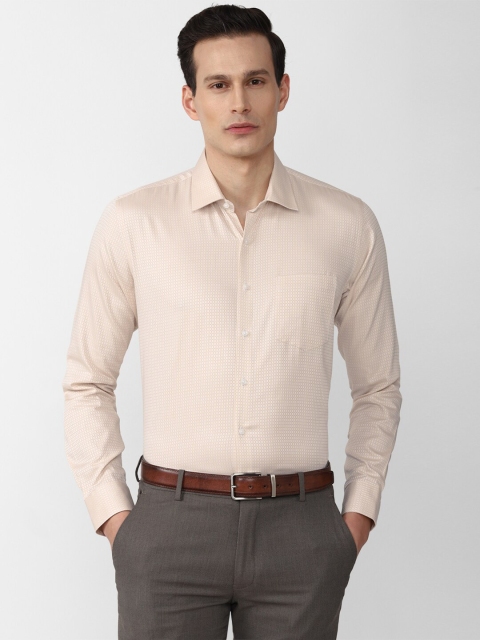 

Van Heusen Men Cream-Coloured Slim Fit Micro Checked Pure Cotton Formal Shirt