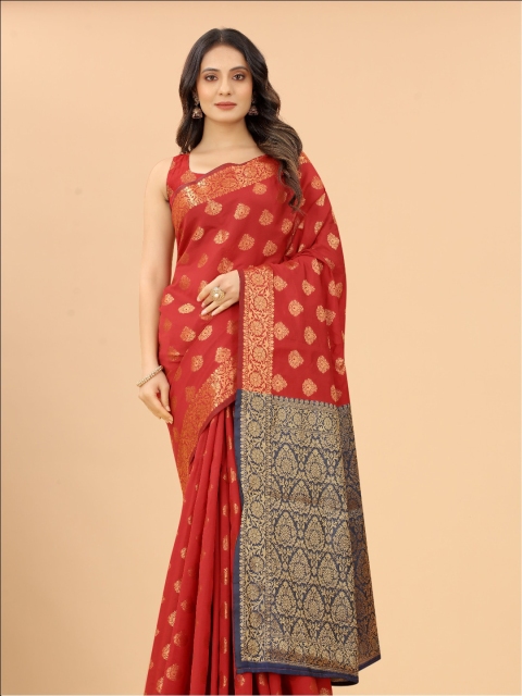 

VSaree Orange & Gold Woven Design Zari Pure Silk Banarasi Saree