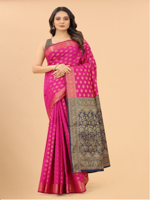 

VSaree Pink & Blue Woven Design Zari Pure Silk Banarasi Saree