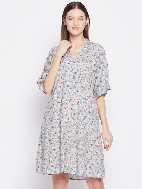 

Hypernation Women's Grey Printed Nightdress