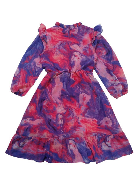 

NYNSH- PlusS Kids Girls Pink & Blue Tie and Dye Fit & Flare Dress