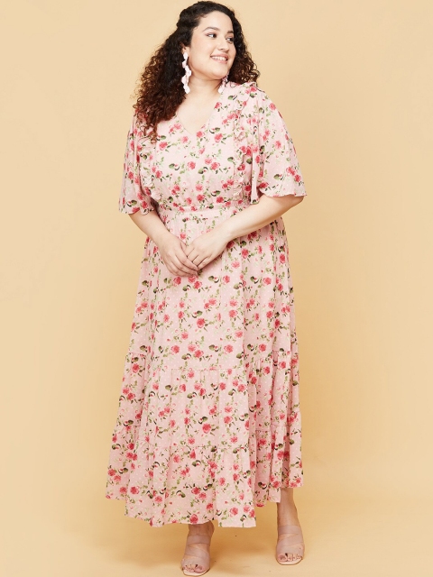 

max Plus Size Women Pink Floral Maxi Dress