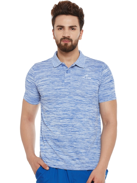 

Alcis Men Blue Self Design Polo Collar T-shirt