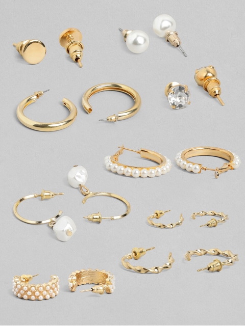 

Vembley Gold-Toned Circular 9 Pair Studs Earrings