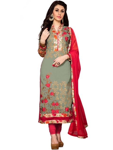 

Blissta Olive Green & Red Embroidered Unstitched Dress Material