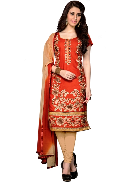 

Blissta Orange & Beige Embroidered Unstitched Dress Material