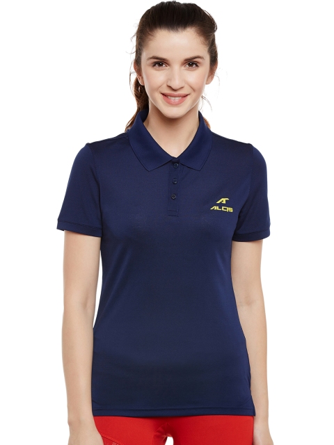 

Alcis Women Navy Solid Polo Collar T-shirt, Navy blue