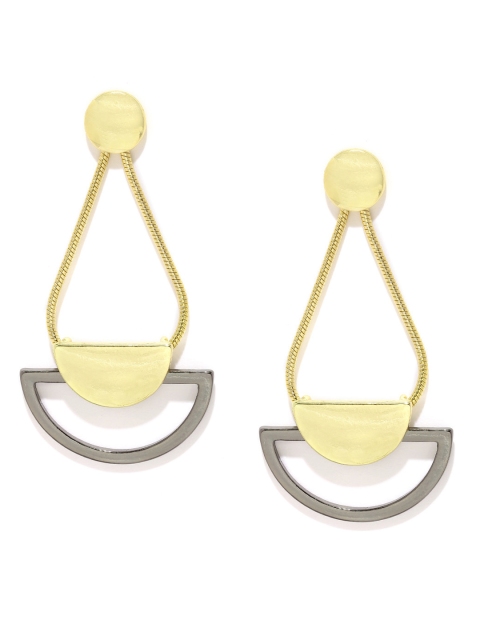 

OOMPH Gold-Toned & Black Contemporary Drop Earrings