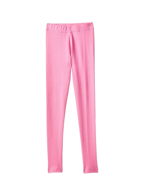 

612League Girls Pink Solid Ankle Length Leggings