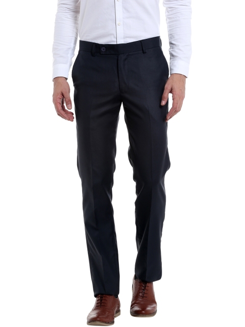 

Solemio Men Navy Original Fit Solid Trousers, Navy blue