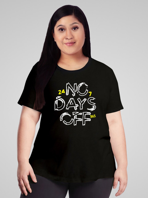 

Pootlu Women Black Typography Printed T-shirt