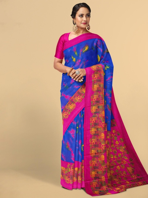 

Kalamandir Women Blue & Red Ethnic Motifs Silk Blend Saree