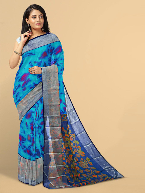 

Kalamandir Blue & Red Tie and Dye Silk Blend Saree