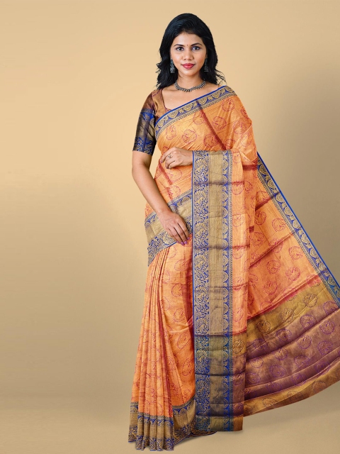 

Kalamandir Pink & Gold-Toned Woven Design Zari Silk Blend Saree