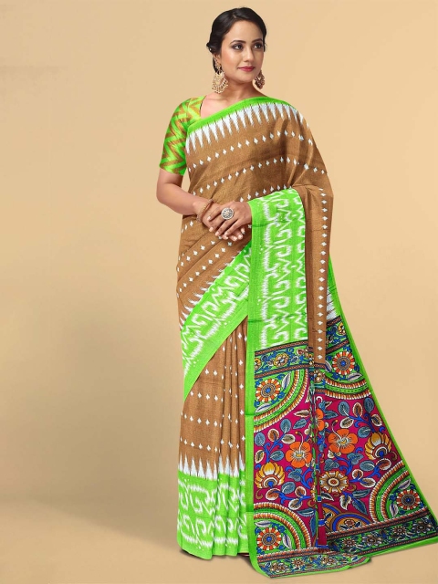

Kalamandir Brown & Green Silk Blend Saree