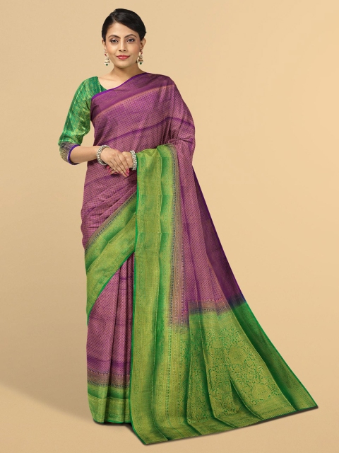 

Kalamandir Magenta & Green Woven Design Zari Silk Blend Saree