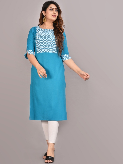 

Meeranshi Women Blue Yoke Design Kurta