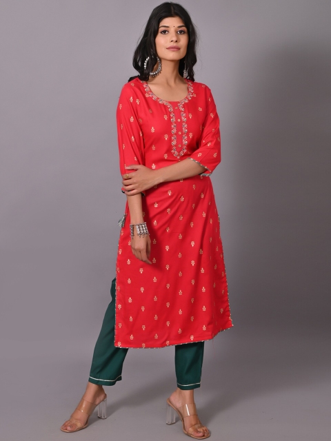 

Meeranshi Women Red Ethnic Motifs Printed Kurta