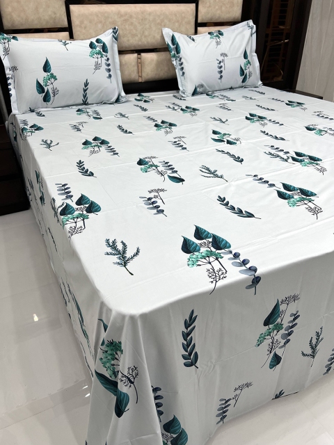

Pure Decor Blue & White Floral King Bedsheet with 2 Pillow Covers