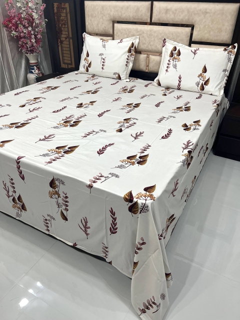 

Pure Decor 500 TC Floral King Bedsheet with 2 Pillow Covers, Maroon