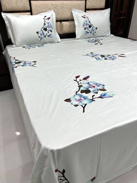 

Pure Decor Unisex White Bedsheets, Green