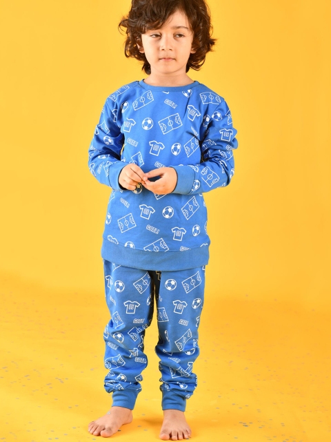 

Anthrilo Boys Blue Printed Cotton Night suit