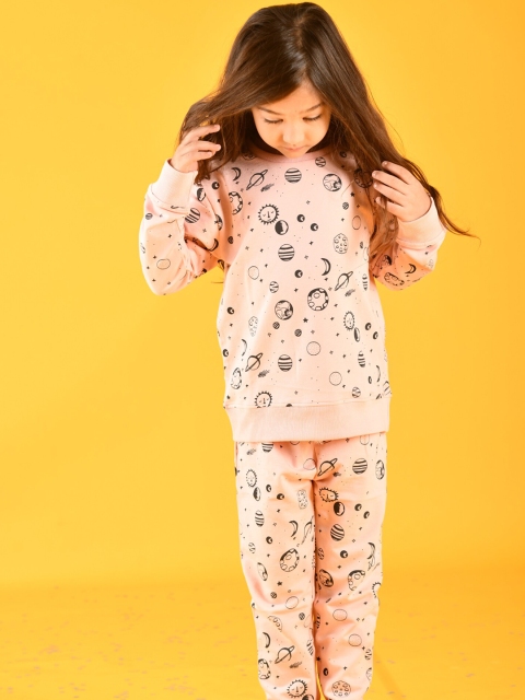 

Anthrilo Girls Pink & Black Printed Pure Cotton Nightsuit