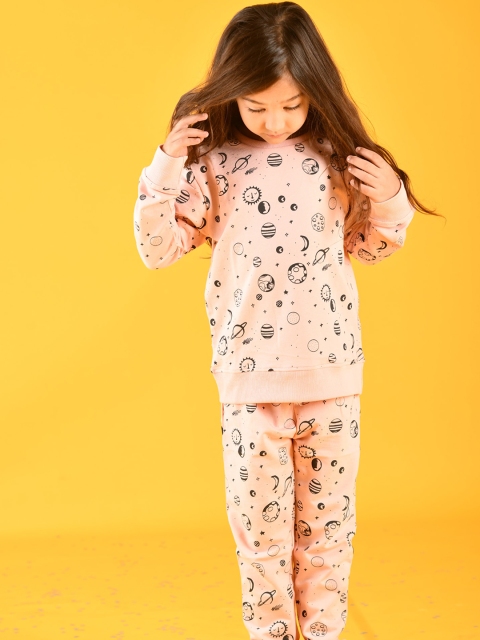 

Anthrilo Girls Pink & Black Printed Night suit