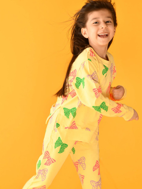 

Anthrilo Girls Yellow & Green Printed Cotton Top with Trousers