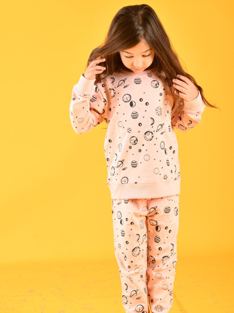 

Anthrilo Girls Pink Printed Cotton Night suit