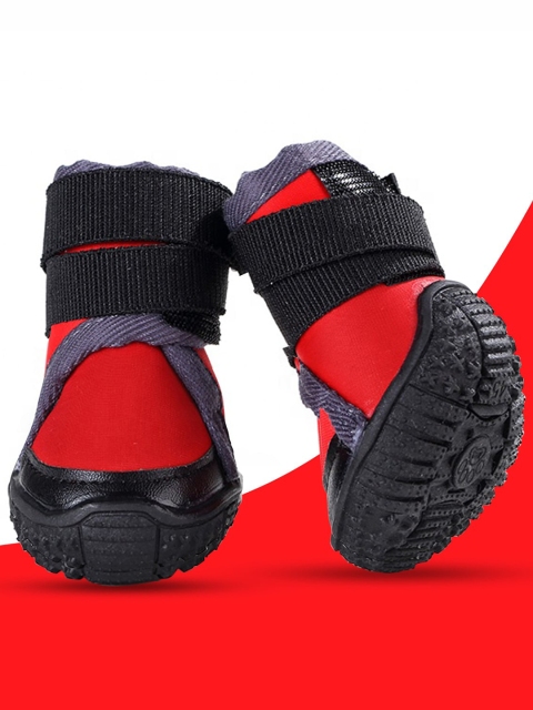 

Pawsindia Red & Black Self-Design Rubber Dog Shoes