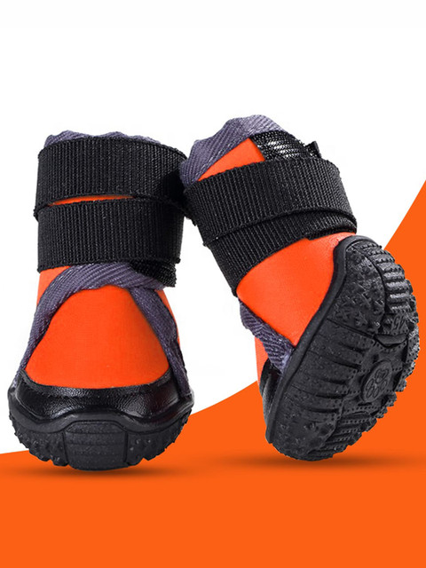

Pawsindia Orange & Black Self-Design Rubber Dog Shoes