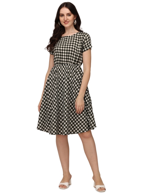 

JAPESH Black Checked Dress