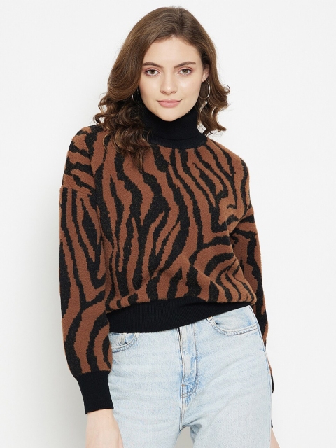 

CAMLA Women Black & Brown Animal Printed Pullover