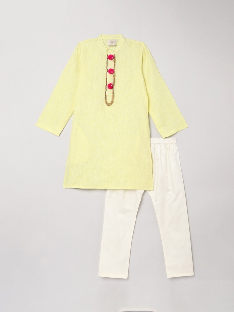 

BYB PREMIUM Boys Yellow Linen Kurta with Pyjamas
