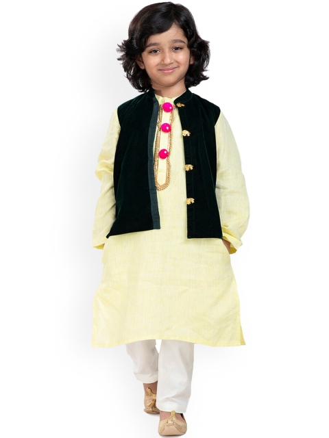 

BYB PREMIUM Boys Green Linen Kurta with Churidar